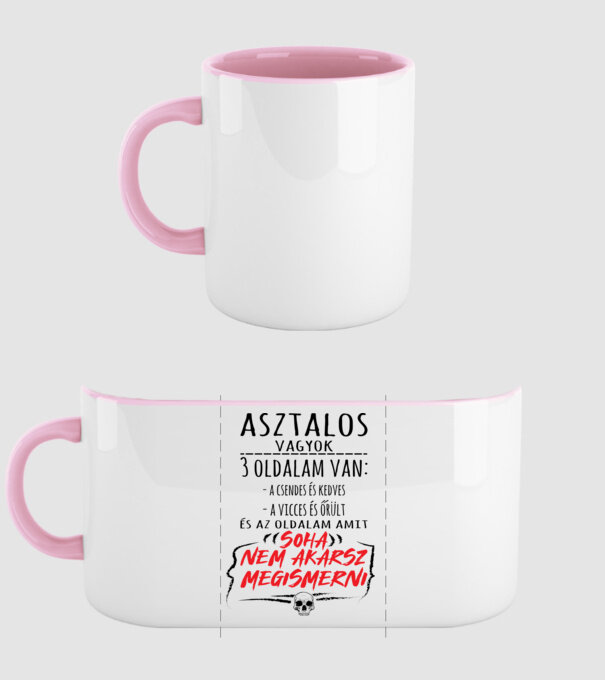 3 oldalam van - asztalos minta világos rózsaszín pólón