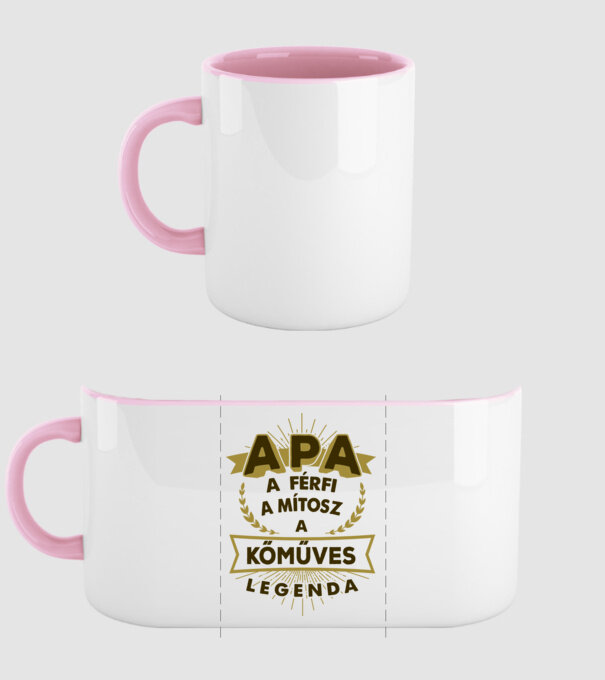 APA a férfi a mítosz a legenda...KŐMŰVES minta világos rózsaszín pólón