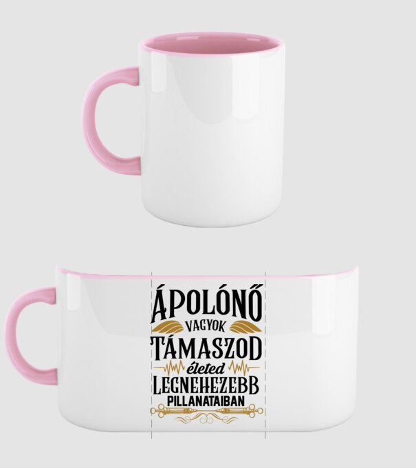 Ápolónő támaszod minta világos rózsaszín pólón