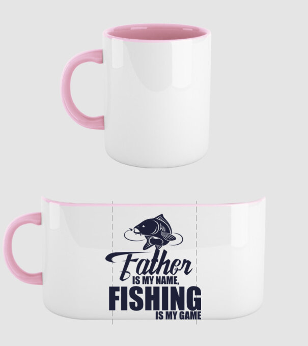 Father is my name, fishing is my game minta világos rózsaszín pólón