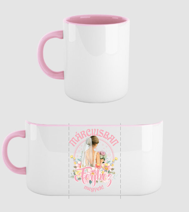Férjhez megyek floral világos pink MÁRCIUS minta világos rózsaszín pólón