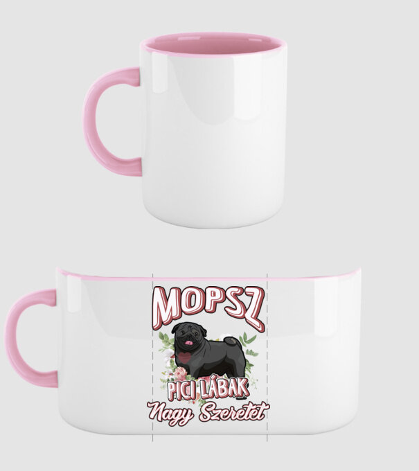 FLORAL DOGGO fekete mopi minta világos rózsaszín pólón