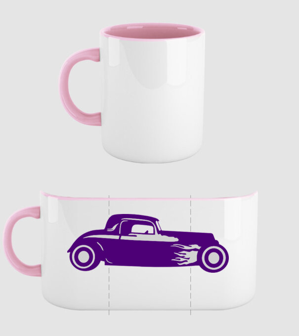 Hot Rod minta világos rózsaszín pólón