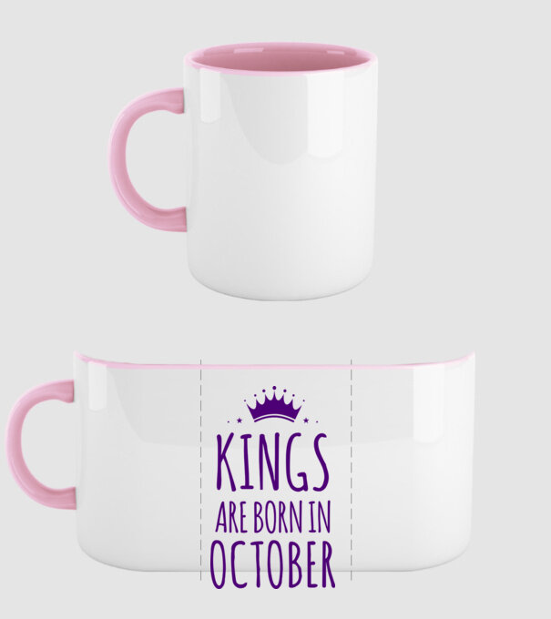 Kings are born in - October minta világos rózsaszín pólón