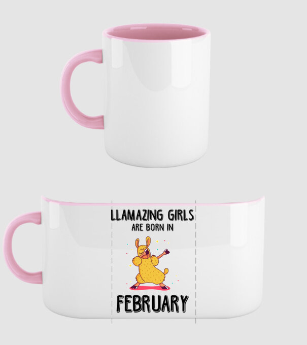 llamazing girls are born in february black minta világos rózsaszín pólón