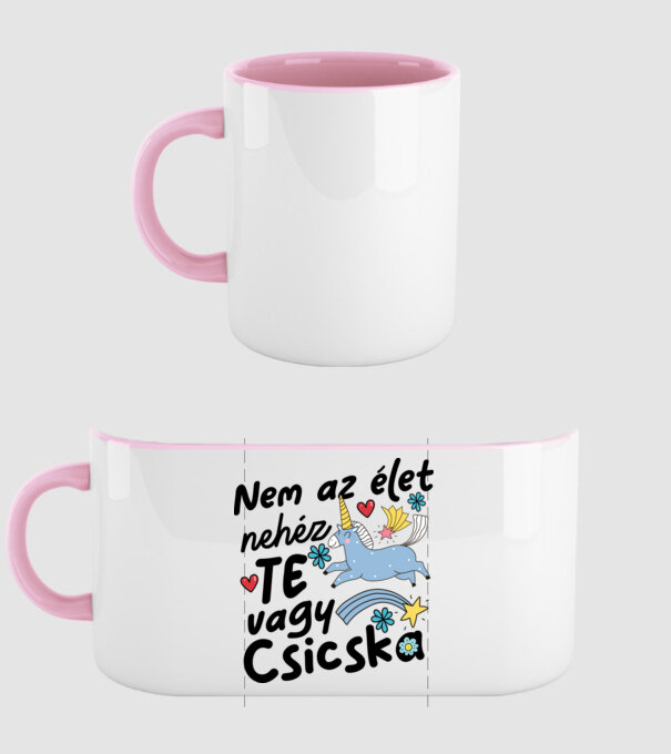 Nem az élet nehéz te vagy csicska unikornis minta világos rózsaszín pólón