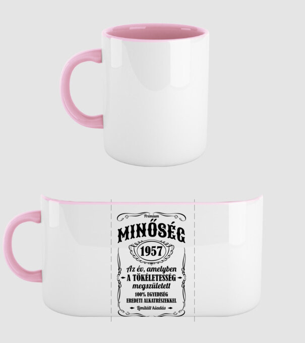 Prémium minőség 1957 minta világos rózsaszín pólón
