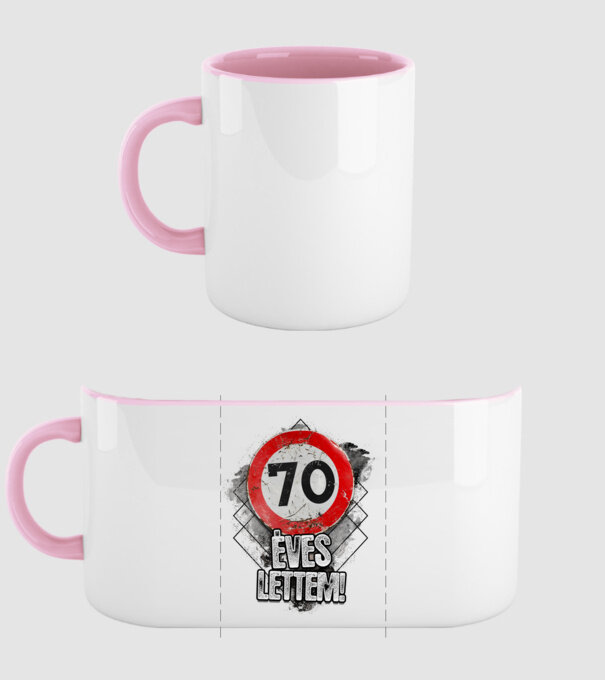 Speedlimit 70 éves fehérre minta világos rózsaszín pólón