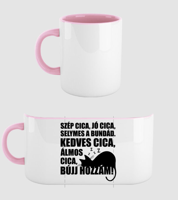 szép cica, jó cica fekete minta világos rózsaszín pólón