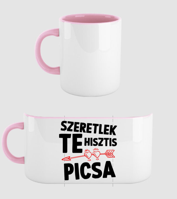 Szeretlek te hisztis picsa minta világos rózsaszín pólón