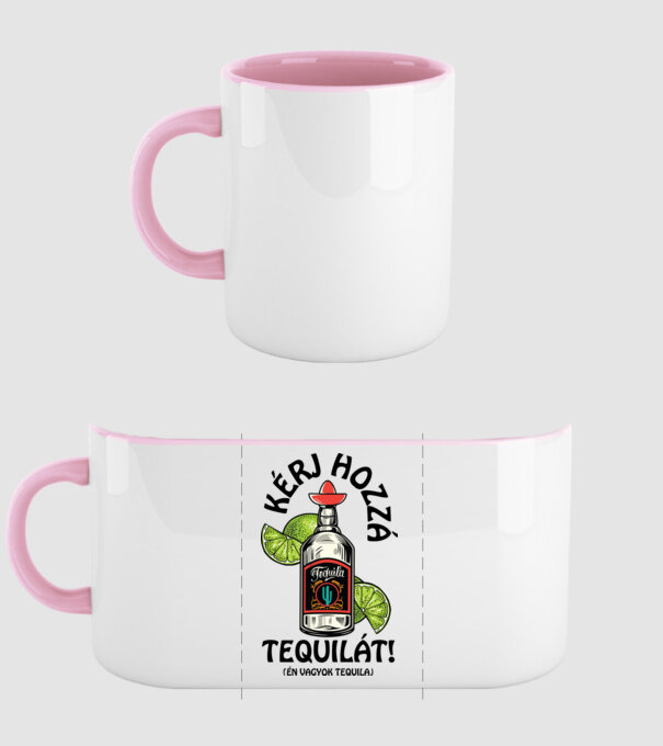 Tequila és citrom tequila fekete minta világos rózsaszín pólón