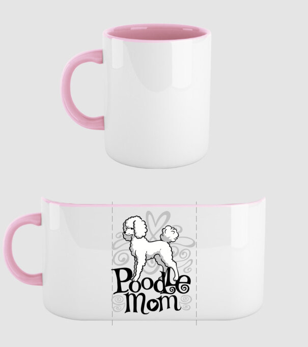 Uszkár Poodle Mom minta világos rózsaszín pólón