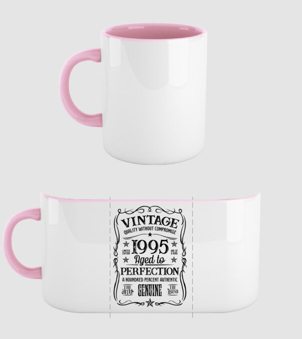 VINTAGE PERFECTION 1995 - fekete minta világos rózsaszín pólón