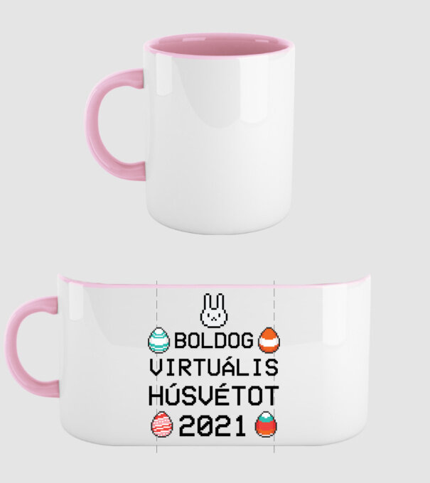 Virtuális húsvét minta világos rózsaszín pólón