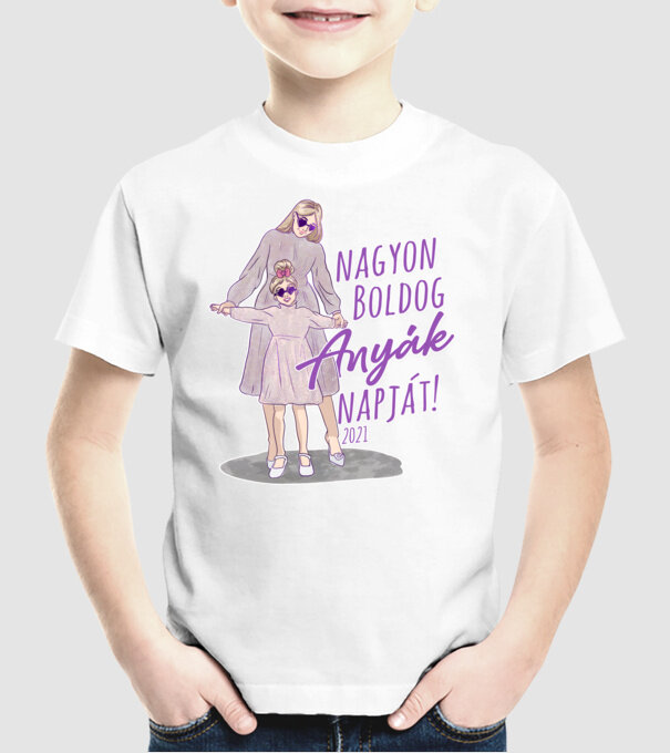 Anyák napja minta fehér pólón