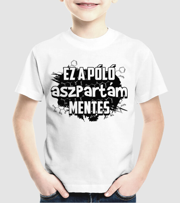 Aszpartám mentes fekete minta fehér pólón