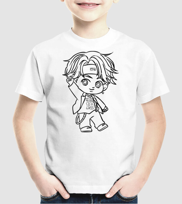 BTS CHIBI minta fehér pólón