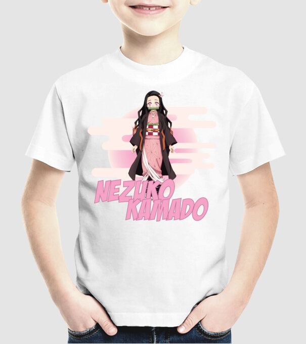 Demon Slayer Nezuko minta fehér pólón