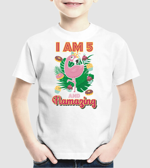 FLAMAZING SZÜLINAPOS 5 éves minta fehér pólón