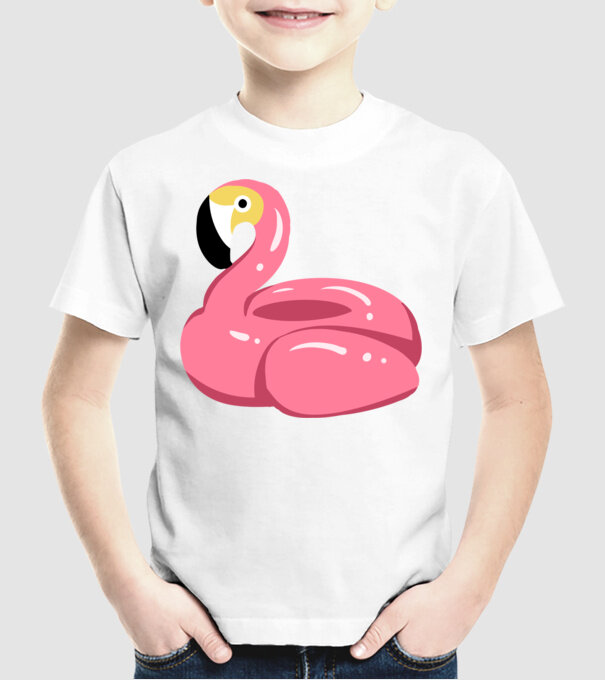 Flamingó úszógumi minta fehér pólón
