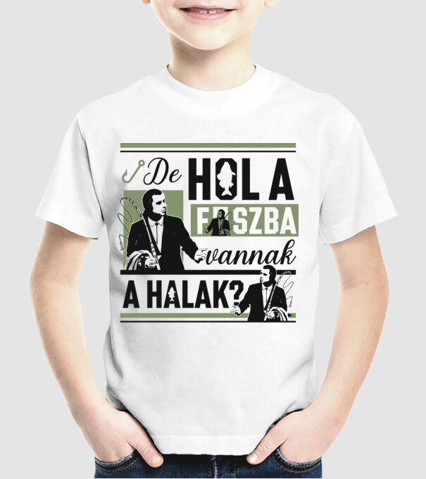 Hol a fszba vannak a halak minta fehér pólón
