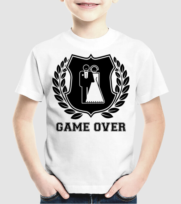 LB03 - GAME OVER egy szín minta fehér pólón