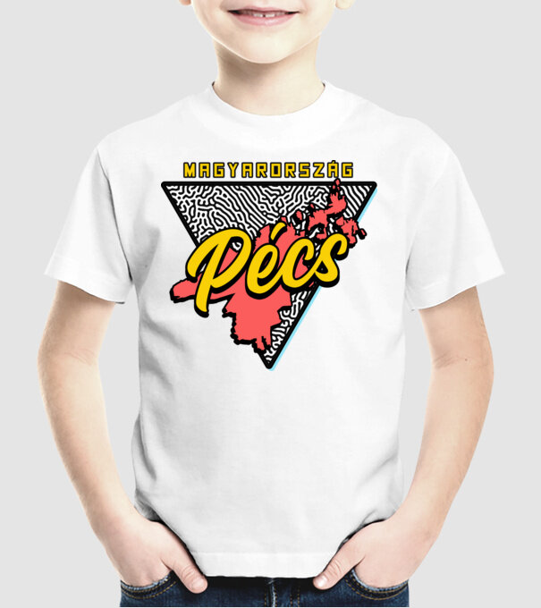 Retro Pécs minta fehér pólón