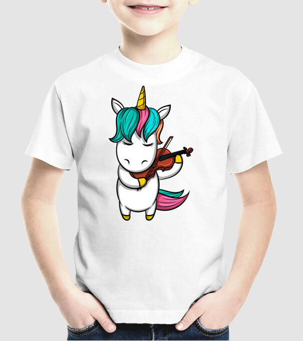 Unicorn Violin minta fehér pólón