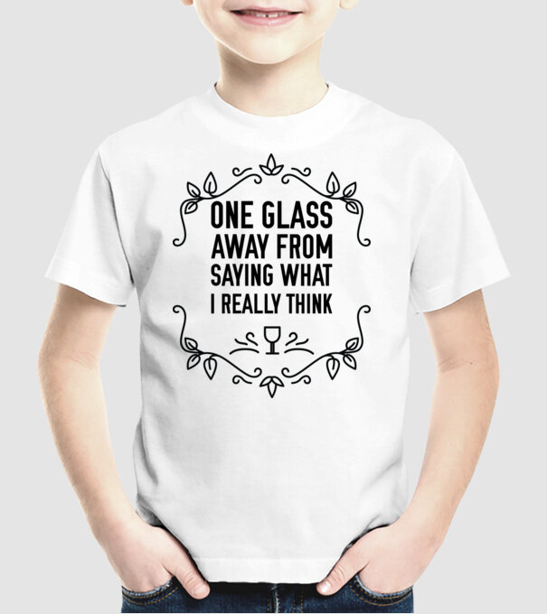 Wine tasting team One glass away from saying what i really think minta fehér pólón