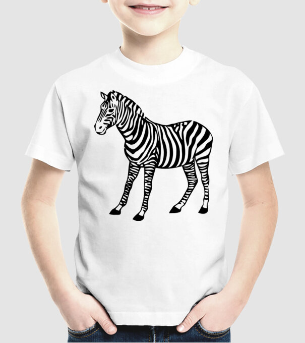 Zebra minta fehér pólón