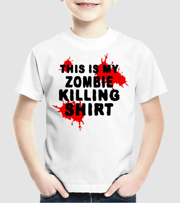Zombiölő póló minta fehér pólón