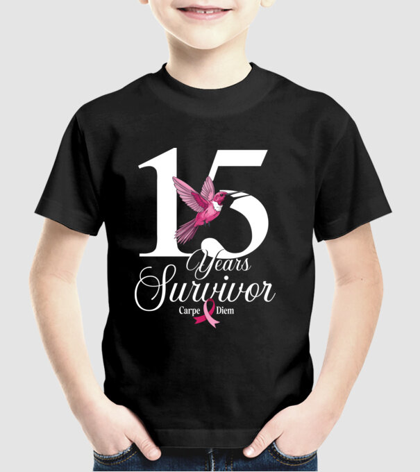 15 years survivor minta fekete pólón