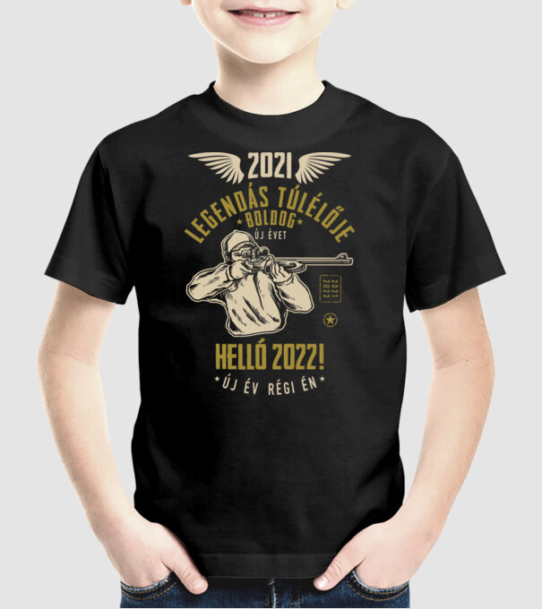 2021 túlélő minta fekete pólón