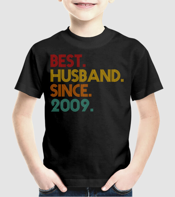 best husband since 2009 retro minta fekete pólón