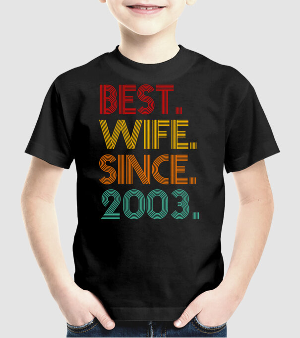 best wife since 2003 retro minta fekete pólón