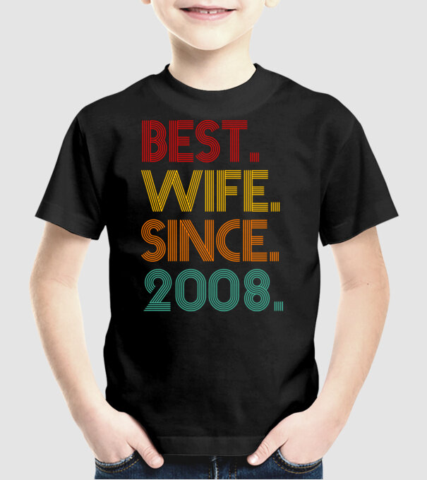 best wife since 2008 retro minta fekete pólón
