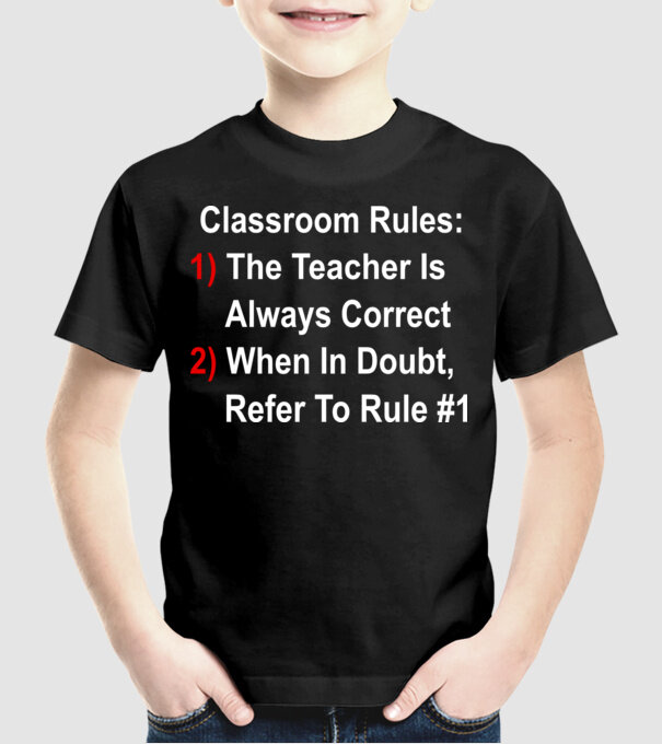 Classroom rules minta fekete pólón
