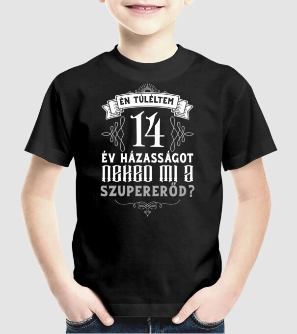 Évforduló túlélő 14 év minta fekete pólón