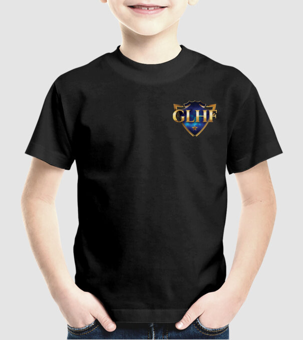 GLHF címer minta fekete pólón