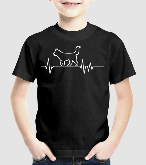 Heartbeat line Husky minta fekete pólón