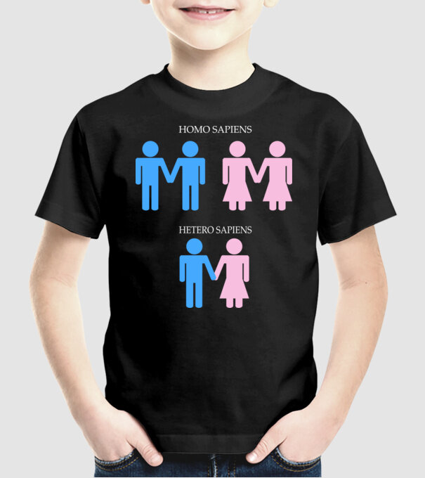 Hetero Sapiens minta fekete pólón