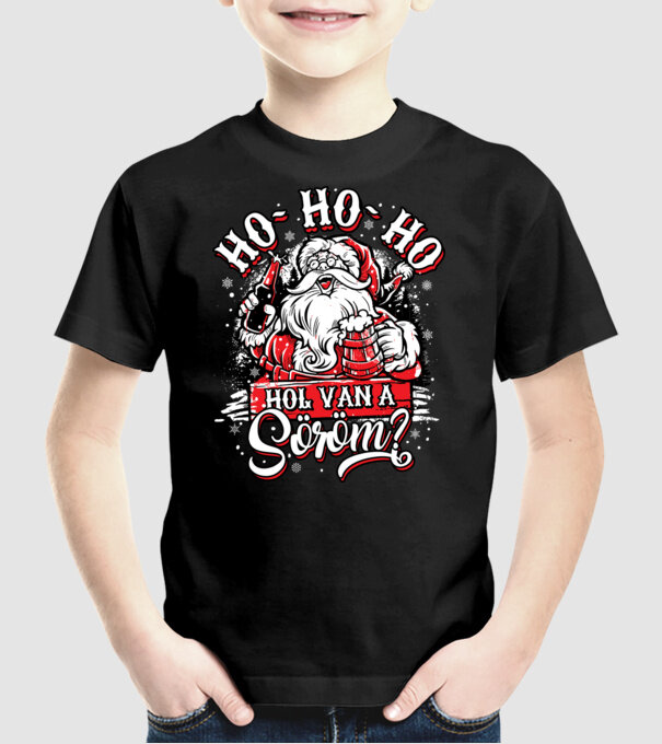 HoHoHo Hol van a söröm minta fekete pólón