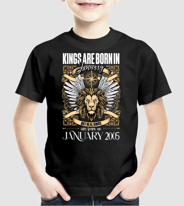 KINGS ARE BORN 2005 - JANUÁR minta fekete pólón