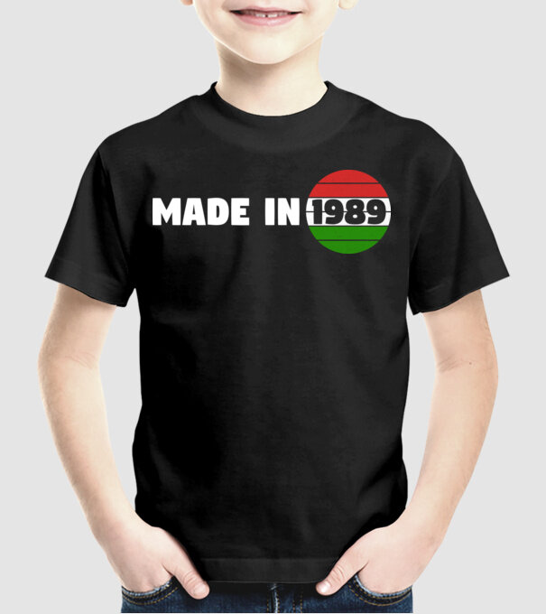 made in 1989 retro vintage hungary minta fekete pólón
