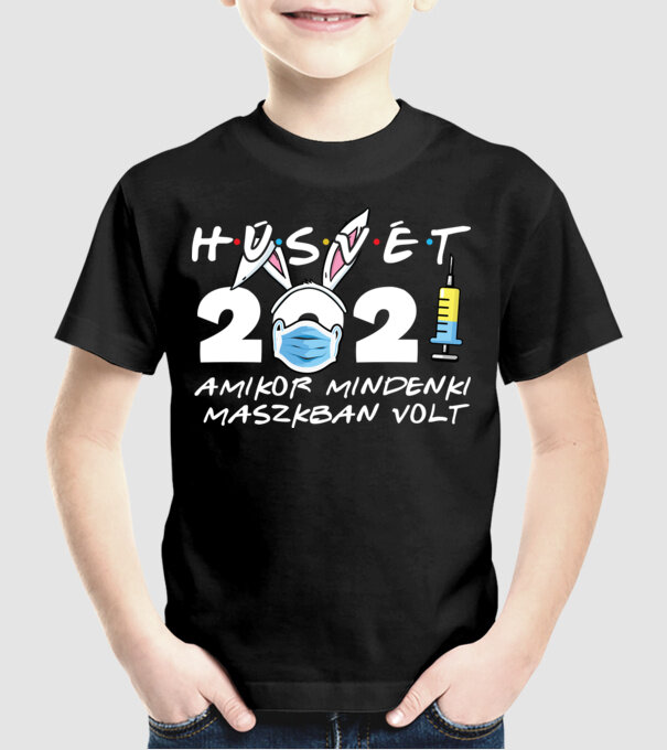 Maszkos húsvét minta fekete pólón