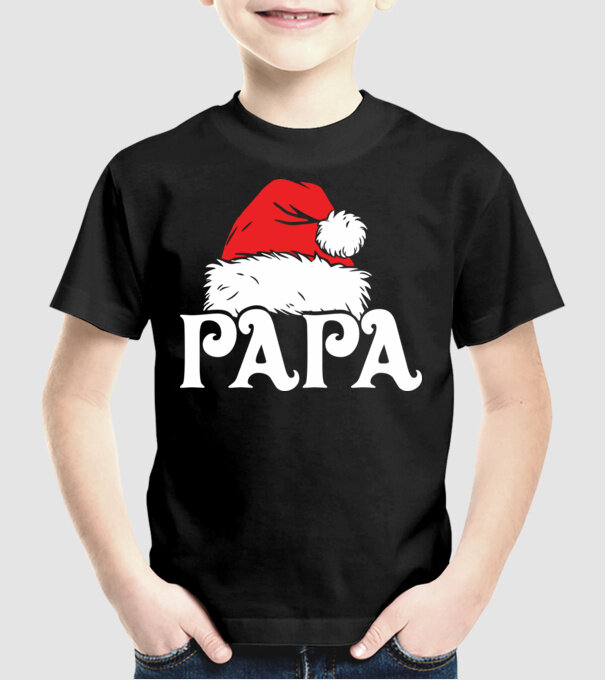 Mikulás sapka Papa minta fekete pólón