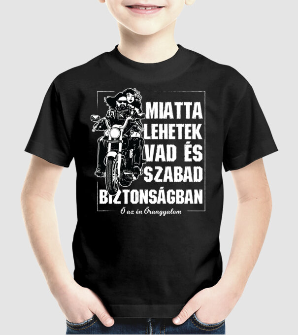 Motoros Miatta lehetek vad és szabad nőnek minta fekete pólón