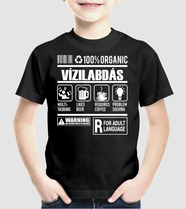 Organic VÍZILABDÁS minta fekete pólón