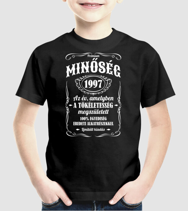 Prémium minőség 1997 minta fekete pólón