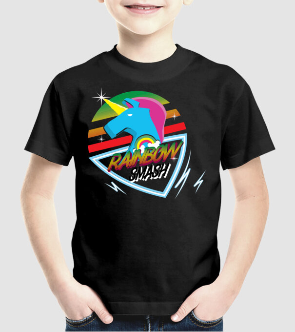 Rainbow smash minta fekete pólón